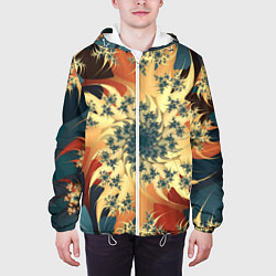 Куртка с капюшоном мужская Оптические узоры фракталы, цвет: 3D-белый — фото 2