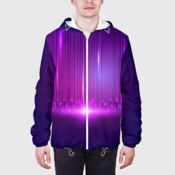 Куртка с капюшоном мужская Светящиеся неоновые линии и вспышка света, цвет: 3D-белый — фото 2