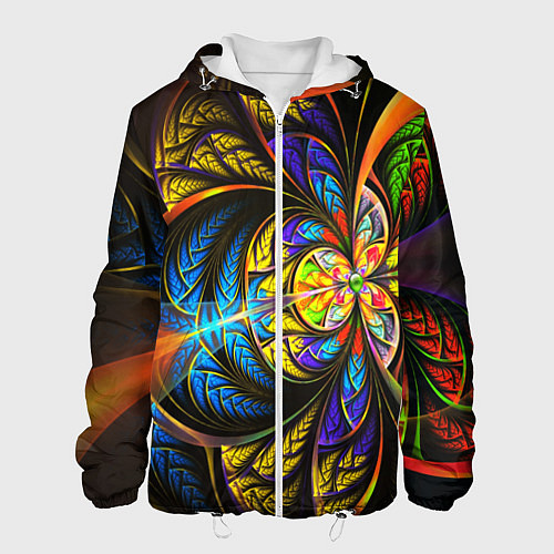 Мужская куртка Фрактальный оптический узор в цвете / 3D-Белый – фото 1