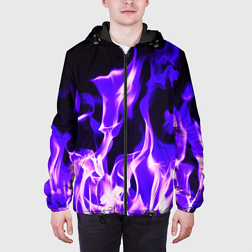 Мужская куртка Неоновый огненный стиль / 3D-Черный – фото 3