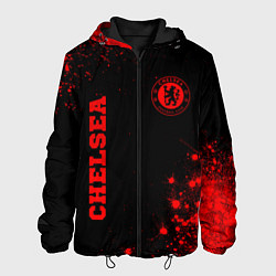 Куртка с капюшоном мужская Chelsea - red gradient вертикально, цвет: 3D-черный