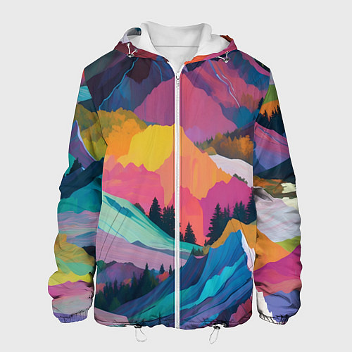 Мужская куртка Красочные горы / 3D-Белый – фото 1