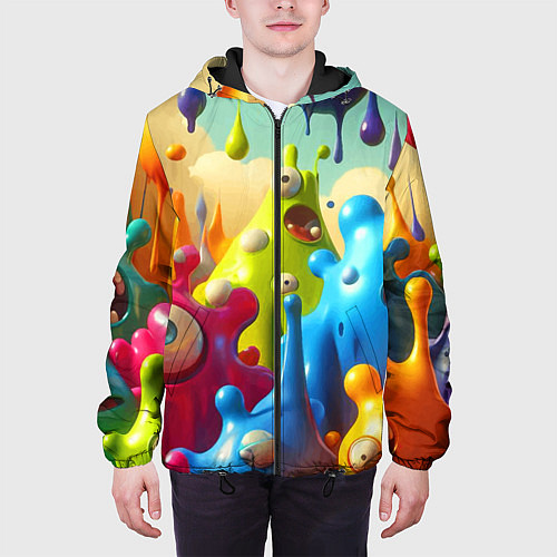 Мужская куртка Мультяшные персонажи - нейроарт / 3D-Черный – фото 3