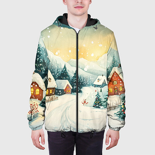 Мужская куртка Праздничная деревушка / 3D-Черный – фото 3