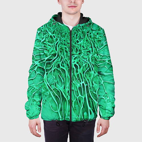 Мужская куртка Зелёный симбионт абстракция / 3D-Черный – фото 3