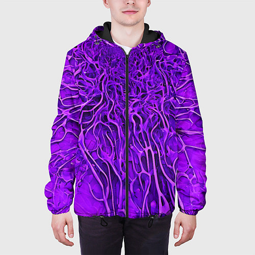Мужская куртка Фиолетовый симбионт абстракция / 3D-Черный – фото 3