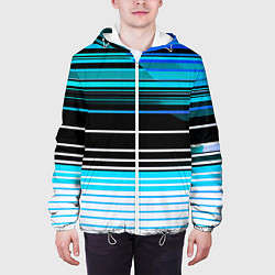 Куртка с капюшоном мужская Разноцветные вертикальные линии, цвет: 3D-белый — фото 2
