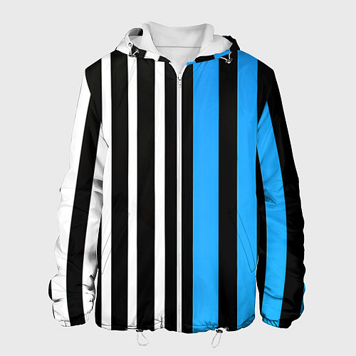Мужская куртка Вертикальные полосы триколор синий / 3D-Белый – фото 1