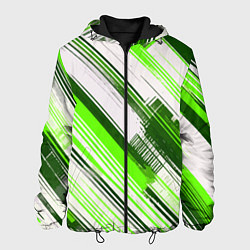 Мужская куртка Зелёные диагональные полосы на белом фоне