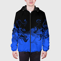 Куртка с капюшоном мужская Абстрактный синий огонь, цвет: 3D-черный — фото 2