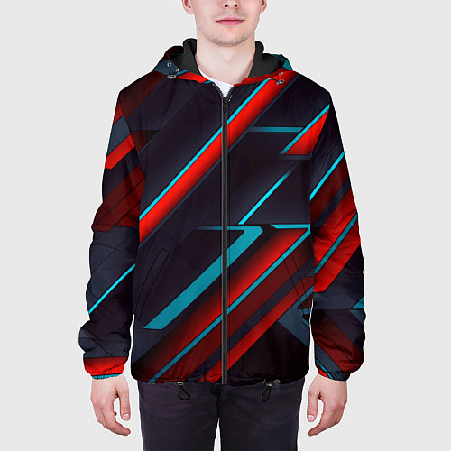 Мужская куртка Абстракция из линий / 3D-Черный – фото 3