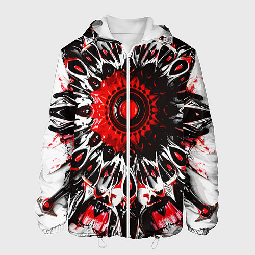 Мужская куртка Красная сюрреалистичная абстракция / 3D-Белый – фото 1