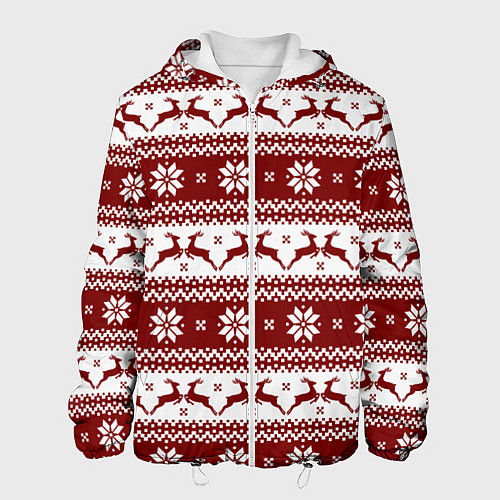 Мужская куртка Скандинавский узор с оленями / 3D-Белый – фото 1