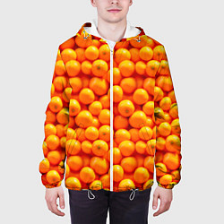 Куртка с капюшоном мужская Новогодние мандаринки, цвет: 3D-белый — фото 2