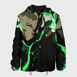 Куртка с капюшоном мужская Зелёный разлом в камне, цвет: 3D-черный