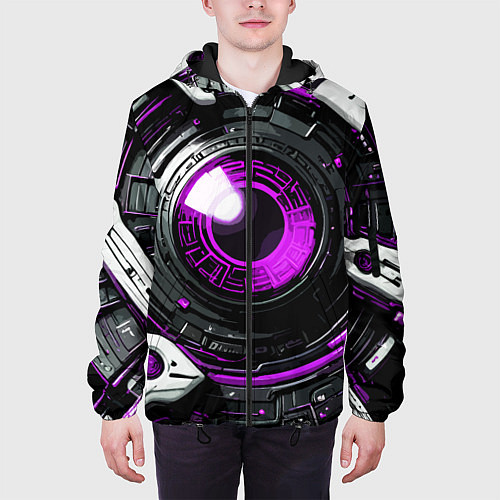 Мужская куртка Фиолетовая сфера киберпанк / 3D-Черный – фото 3