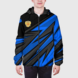 Куртка с капюшоном мужская Российский герб - Синий спорт, цвет: 3D-черный — фото 2