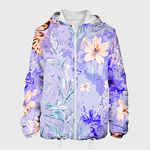 Мужская куртка Растения на розовом фоне / 3D-Белый – фото 1