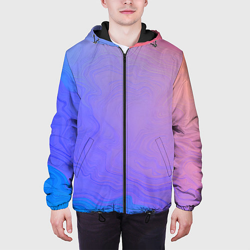 Мужская куртка Сине фиолетовый градиент / 3D-Черный – фото 3