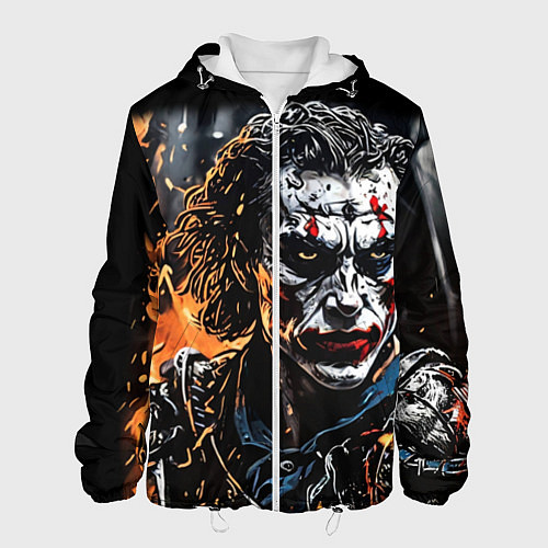 Мужская куртка Джокер на фоне огня / 3D-Белый – фото 1