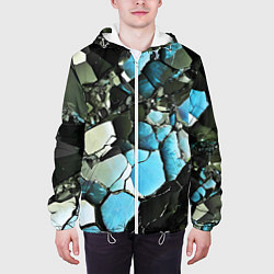 Куртка с капюшоном мужская Чёрно-синий камень, цвет: 3D-белый — фото 2