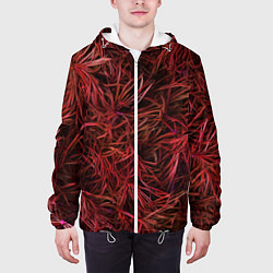 Куртка с капюшоном мужская Красная трава на чёрном фоне, цвет: 3D-белый — фото 2