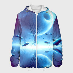 Мужская куртка Луна и рыбы - нейроарт фантазия