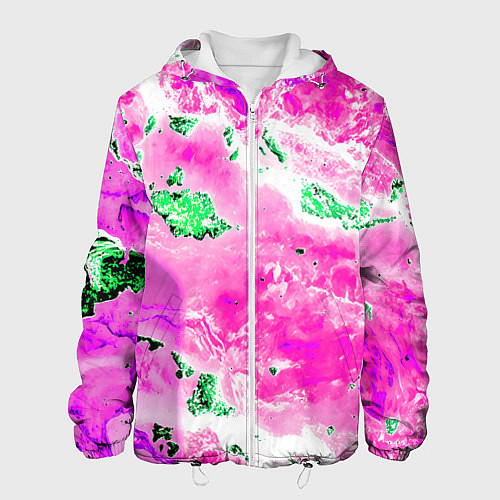 Мужская куртка Розово-зелёная абстракция / 3D-Белый – фото 1