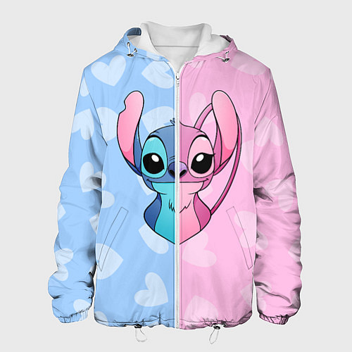 Мужская куртка Стич и Ангел / 3D-Белый – фото 1