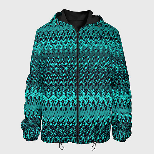 Мужская куртка Бирюзовый узоры / 3D-Черный – фото 1