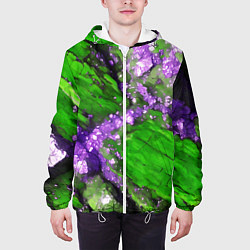 Куртка с капюшоном мужская Фиолетовый минерал в зелёном камне, цвет: 3D-белый — фото 2