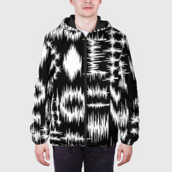 Куртка с капюшоном мужская Штриховка - геометрическая абстракция, цвет: 3D-черный — фото 2