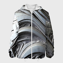 Куртка с капюшоном мужская Полированный серебряный металл, цвет: 3D-белый