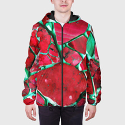 Куртка с капюшоном мужская Зеленый минерал в красном камне, цвет: 3D-черный — фото 2