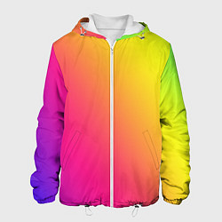 Куртка с капюшоном мужская Градиент зелёно-фиолетовый насыщенный, цвет: 3D-белый