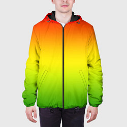 Куртка с капюшоном мужская Градиент сочный красно-жёлто-зелёный, цвет: 3D-черный — фото 2