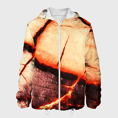 Мужская куртка Трещины на абстрактном красном фоне / 3D-Белый – фото 1