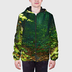 Куртка с капюшоном мужская Зелёный летний лес, цвет: 3D-черный — фото 2