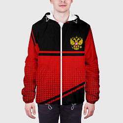 Куртка с капюшоном мужская Россия герб геометрия, цвет: 3D-белый — фото 2