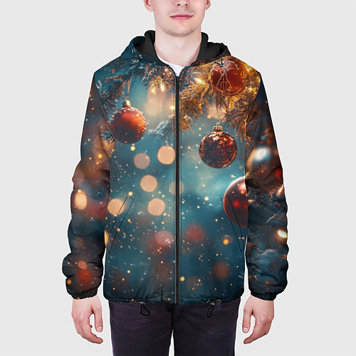 Мужская куртка Новый год боке стиль / 3D-Черный – фото 3
