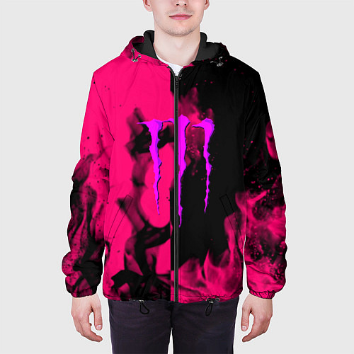 Мужская куртка Monster energy fire pink / 3D-Черный – фото 3