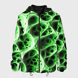 Куртка с капюшоном мужская Зелёная пористая структура, цвет: 3D-черный