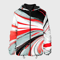Мужская куртка Волнистые бело-красные линии на чёрном фоне