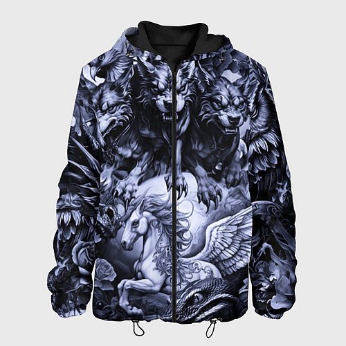 Мужская куртка Мифические существа с стиле тату / 3D-Черный – фото 1
