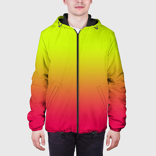 Мужская куртка Градиент салатовый в розовый / 3D-Черный – фото 3