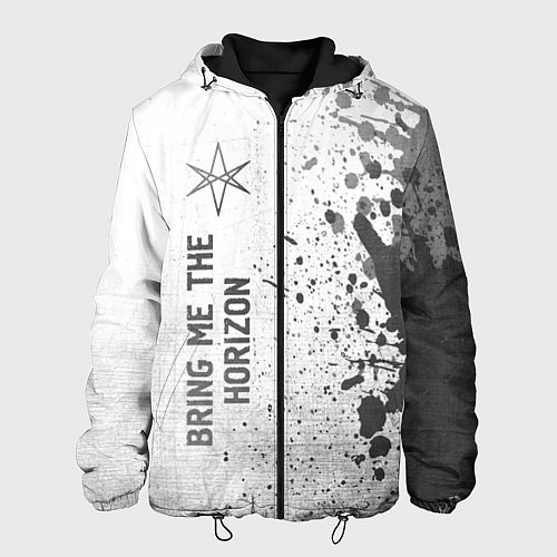 Мужская куртка Bring Me the Horizon - white gradient по-вертикали / 3D-Черный – фото 1