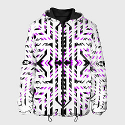 Мужская куртка Чёрно-фиолетовые диагональные полосы на белом фоне