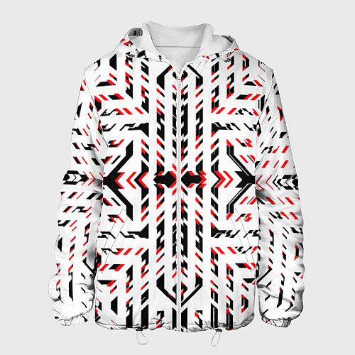 Мужская куртка Чёрно-красные диагональные полосы на белом фоне / 3D-Белый – фото 1