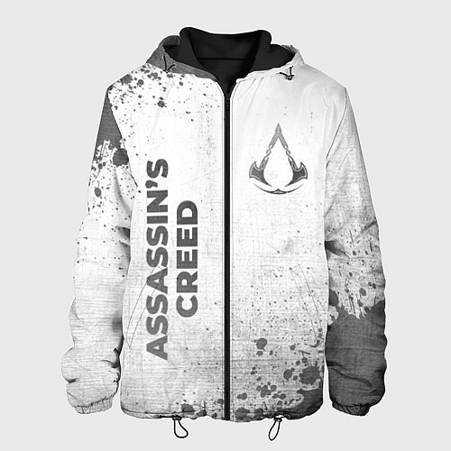 Мужская куртка Assassins Creed - white gradient вертикально / 3D-Черный – фото 1