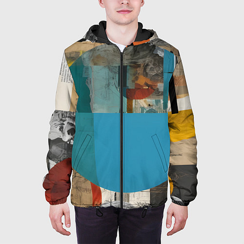 Мужская куртка Абстрактный ретро коллаж / 3D-Черный – фото 3